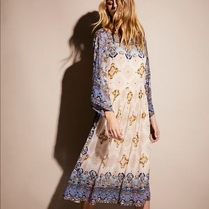 Free People Limited Edition Chiffon Beaded Low Back Midi Dress